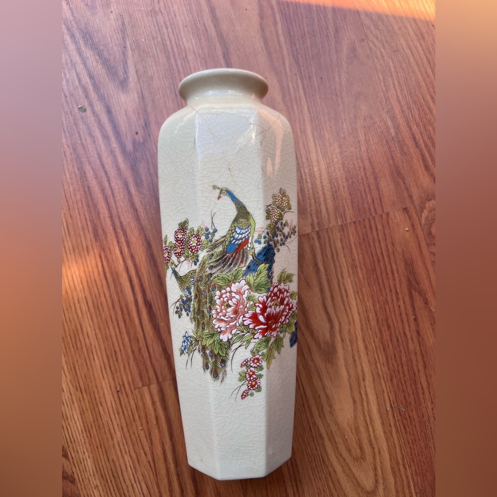 Vintage Japanese Peacock Flower Vase